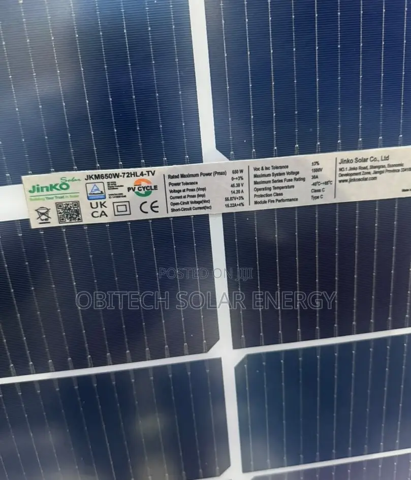 Jinko 650w Solar Panel – High Efficiency N-Type Bifacial