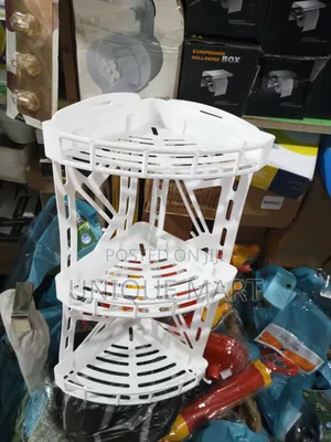 Quality Plastic White 3-Tier Corner Rack for Bathrooms and Kitchens