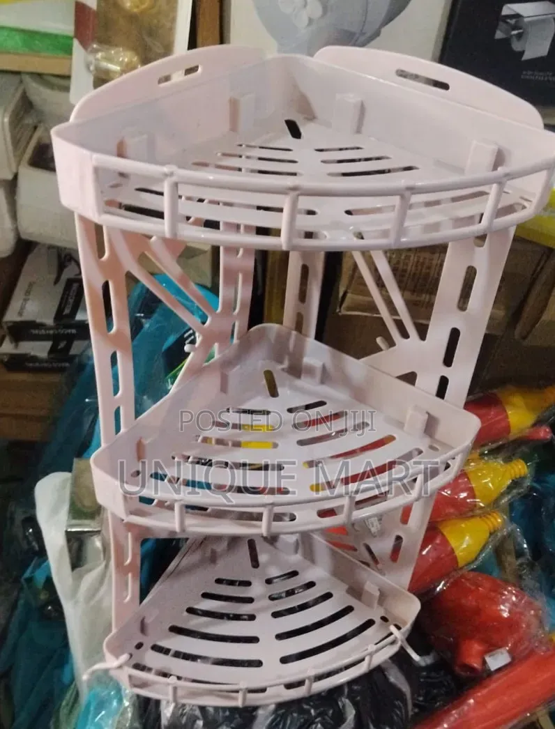 Quality PinK Plastic Corner Rack for Bathrooms and Kitchens