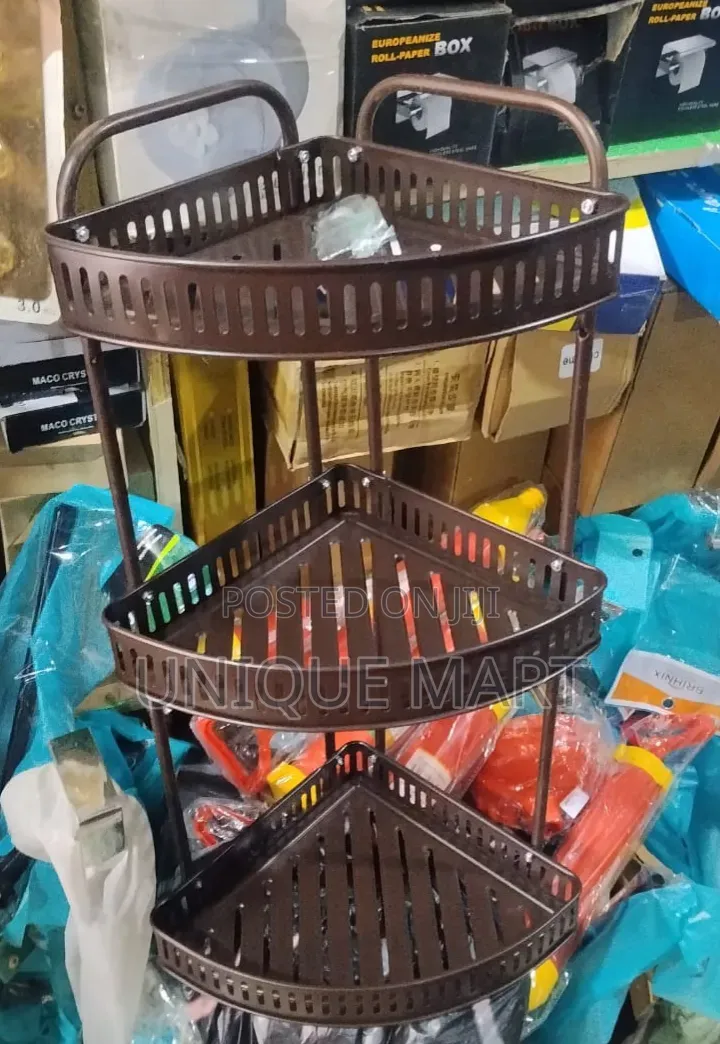 Quality Steel 3-Tier Corner Rack for Bathrooms and Kitchens