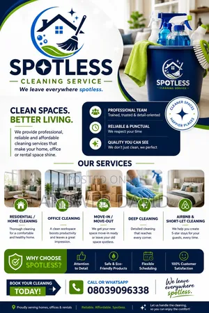 Spotless Cleaning Service . We Leave Everywhere Spotless.