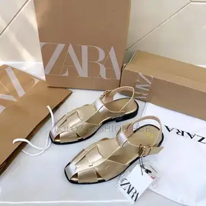 Women’s ZARA-Style Elegant Flat Strappy Sandals – Gold