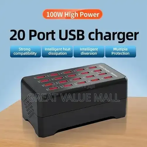 20 Multi Port USB Smart 100W Charging Station