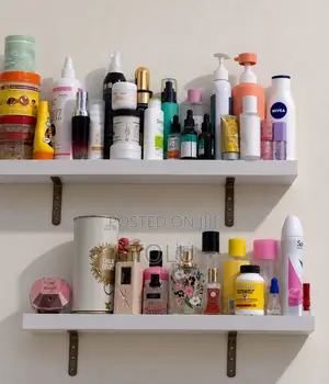 White Floating Wall Shelf With Metal Brackets