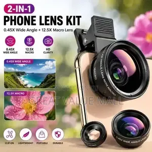 2-in-1 Clip-on Phone Camera Lens Kit, Wide Angle,macro Lens for Selfie