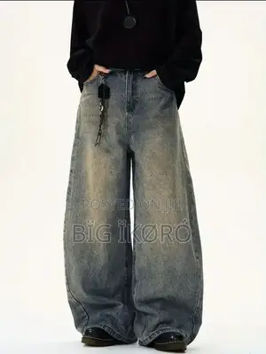 Men's Street Style Vintage Haze Blue Baggy Jeans
