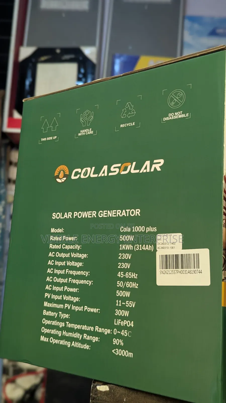 Cola 1000 Plus Solar Power Generator