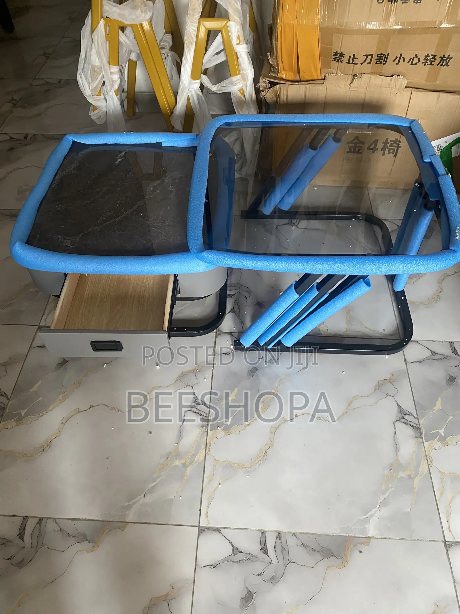 Mable and Glass Top Center Table