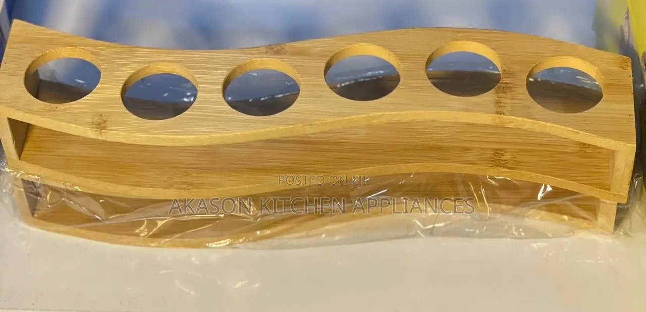 6-Hole Wooden Shot Glass Holder