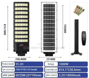 50 Eyes Solar 1000W Street Lights-18000mAh Long Battery Life 24hrs