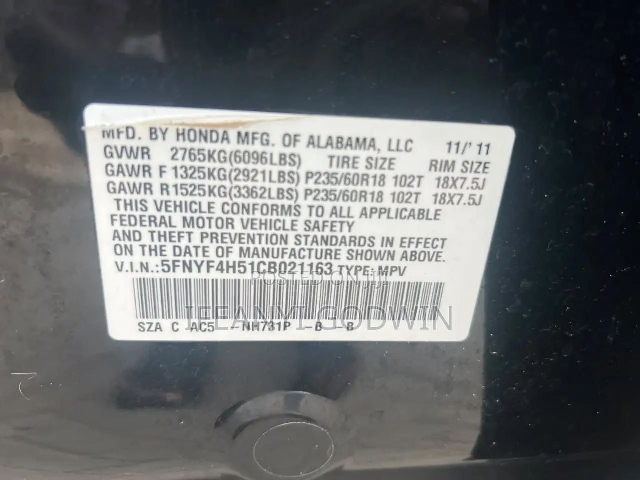 Honda Pilot 2012 Black