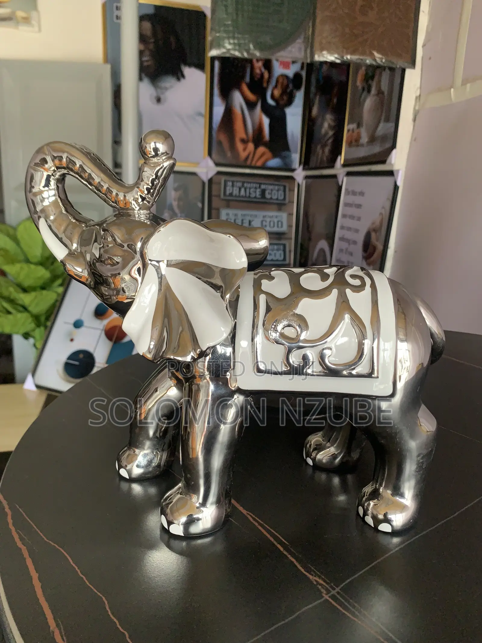 Silver White Luxury Elephant Figurine