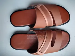 Men's Brown Complete Leather Slippers