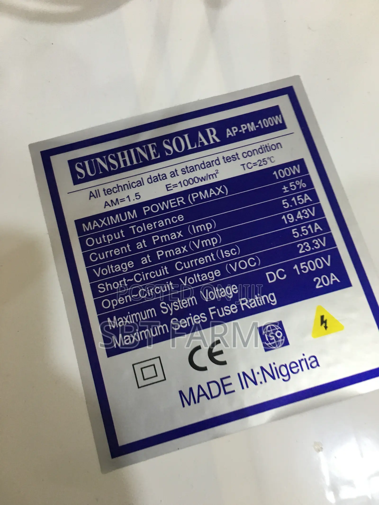100W 18v Mono Crystal Solar Panel