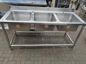 Stainless Steel Three-Sink Unit