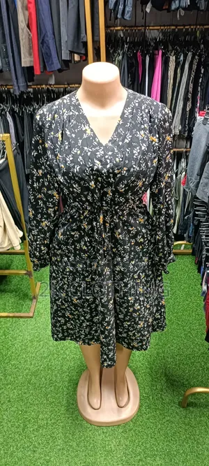 Thrift Black Floral Wrap Dress