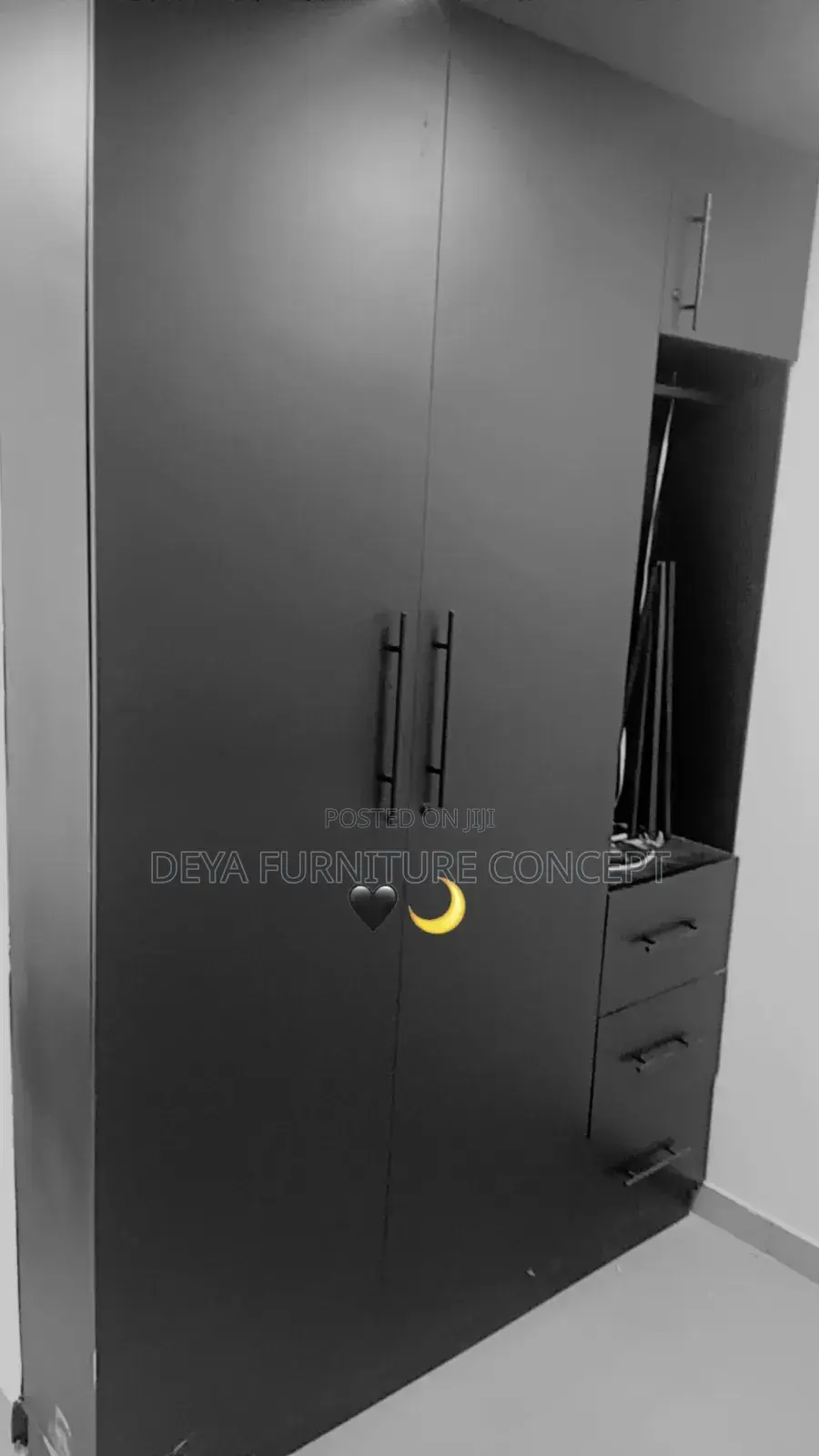 Chairs Bed Walldrop and Kitchen Cabinet
