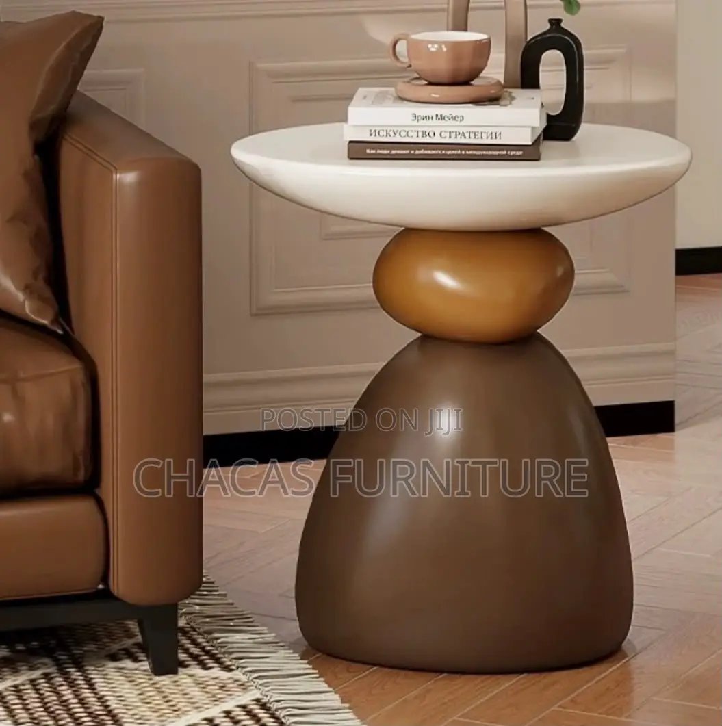 Ancient Modern Pebble Side Stool - Designer Sculptural End Table.