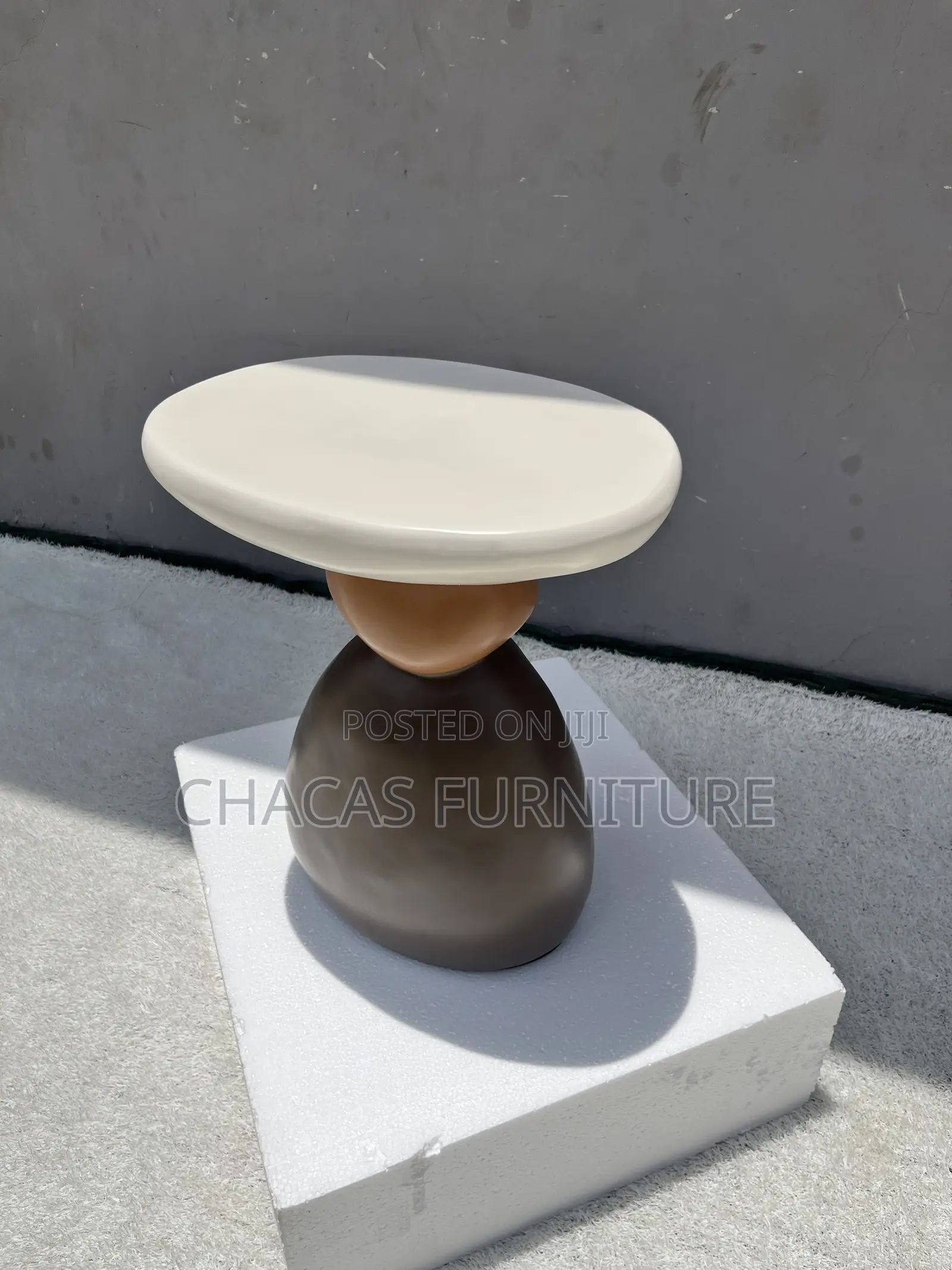 Ancient Modern Pebble Side Stool - Designer Sculptural End Table.
