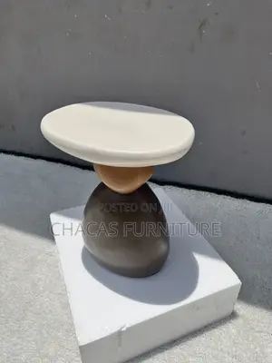 Ancient Modern Pebble Side Stool - Designer Sculptural End Table.