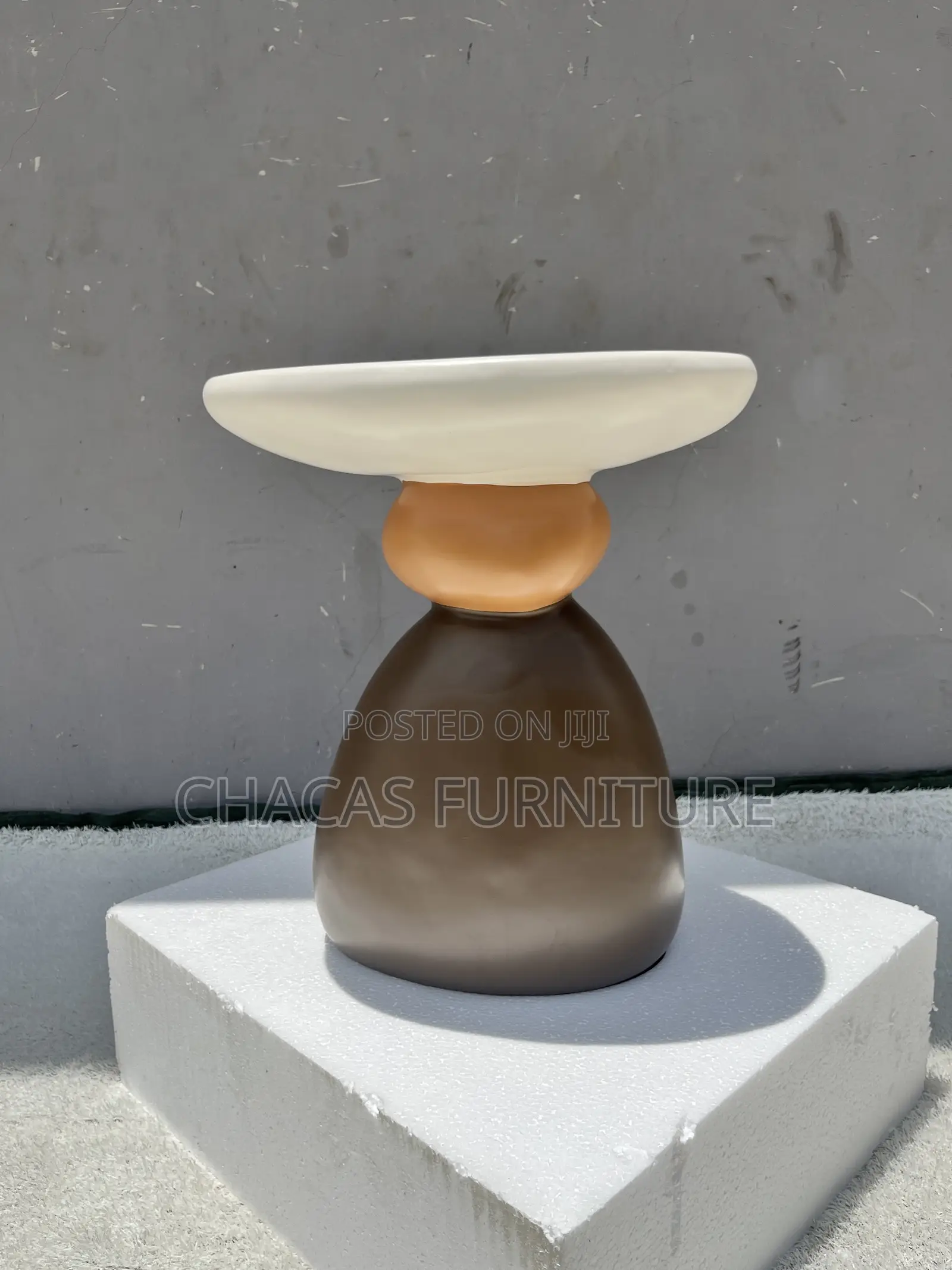 Ancient Modern Pebble Side Stool - Designer Sculptural End Table.