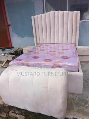 Quality 4.5x6ft Padded Bedframe With Side Drawer and Ottoman