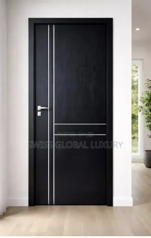 High Quality 3ft/7ft HDF Black Wooden Interior Door.