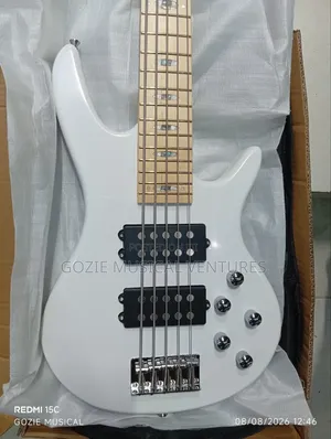 24frets Ibanez 5-String Ative Bass Guitar White Colour With Bag Cable