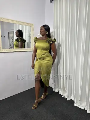 Stunning Sexy Olive Green Statement Front Slit Dress