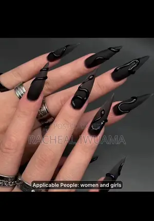 Black Long Stiletto Press-on Nails