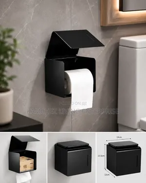 Modern Matte-Black Wall-Mounted Tissue Toilet Paper Holder