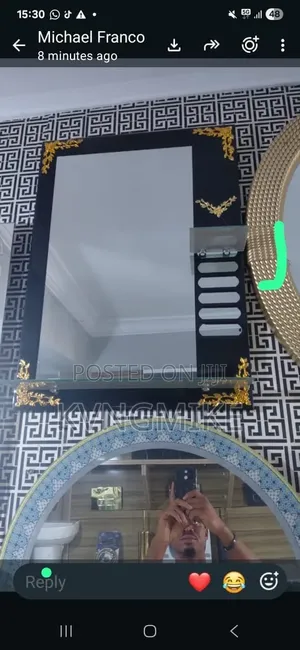 Decorative Wall Mirror With Glass Shelf | Bathroom Dressing Mirror