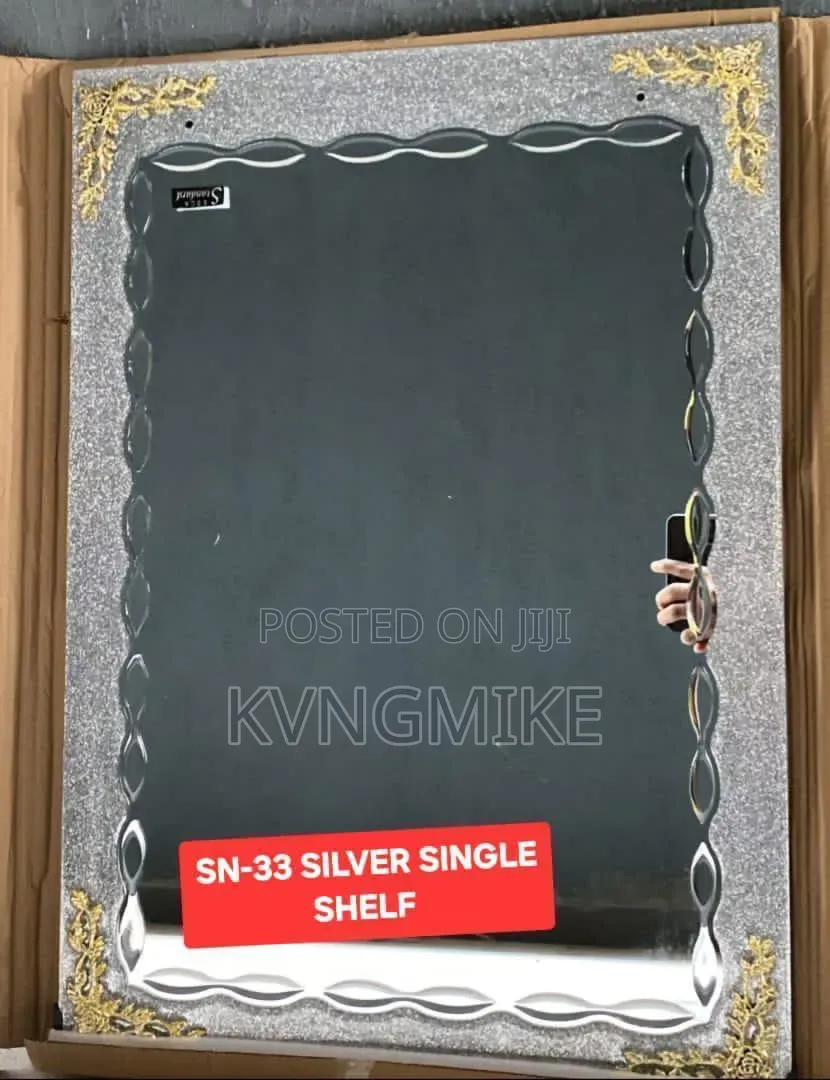 Decorative Wall Mirror With Glass Shelf | Bathroom Dressing Mirror