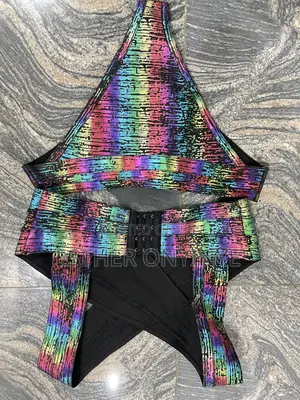 Stunning Multicolour Cut-Out Two-Piece Swimsuit/ Beachwear
