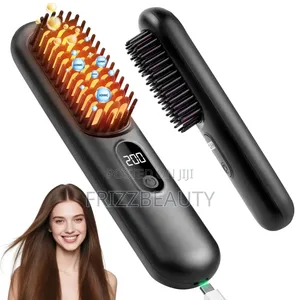 Rechargeable Wireless Hair Straightener Brush
