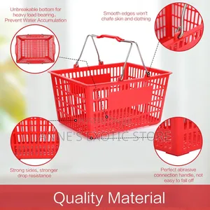 Stackable Plastic Supermarket Shopping Basket With Metal Handles