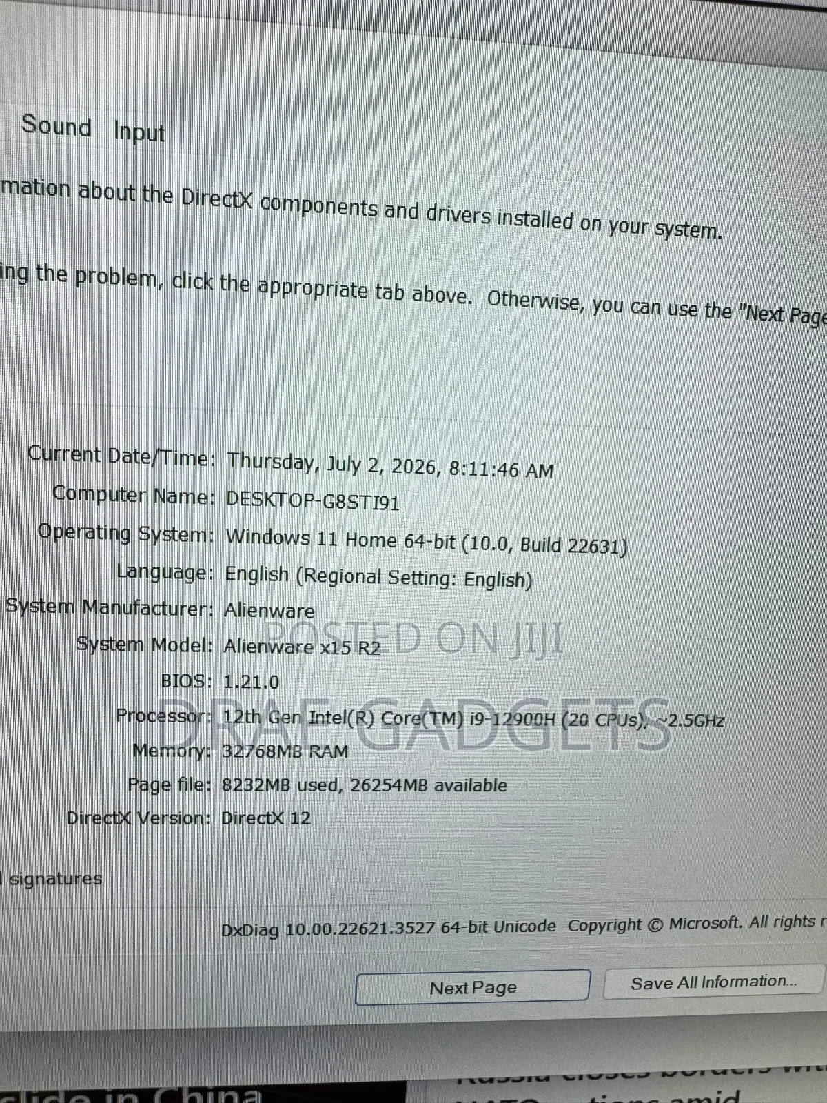 Laptop Alienware X15 r2 32GB Intel Core i9 SSD 1T