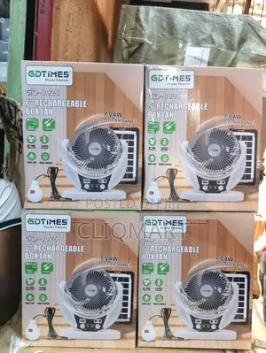 6" Rechargeable Fan With Solar Panel LED Light