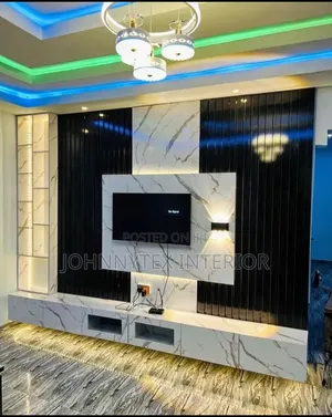 Black and White Line Line TV Stand