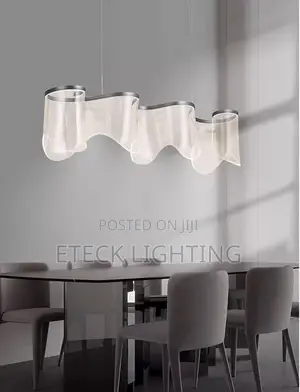Modern Acrylic Hanging Chandelier Light Fixture Wave Shaped Pendant