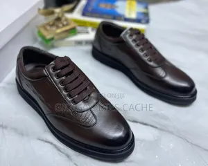 Black Croc-Textured Leather Smart-Casual Shoes in Size 40-46
