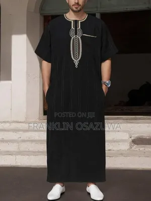 Men's Black Moroccan Jalabiya – Short Sleeve