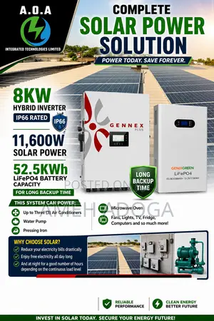8KW Complete Solar Power System With 52.5KWh Lithium Battery