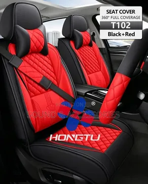 Crown Universal Luxury Leather SeatCover for 5Seat Cars SUV(Black+Red)