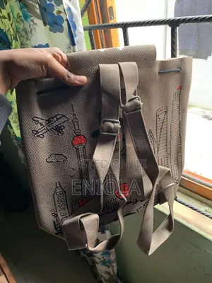 Cute Panda Woven Drawstring Bookbag With Flap (+ a Free Hat)