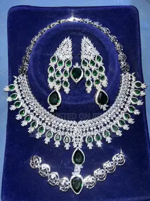 4 Piece Set of Green and Silver Zirconia Jewelry