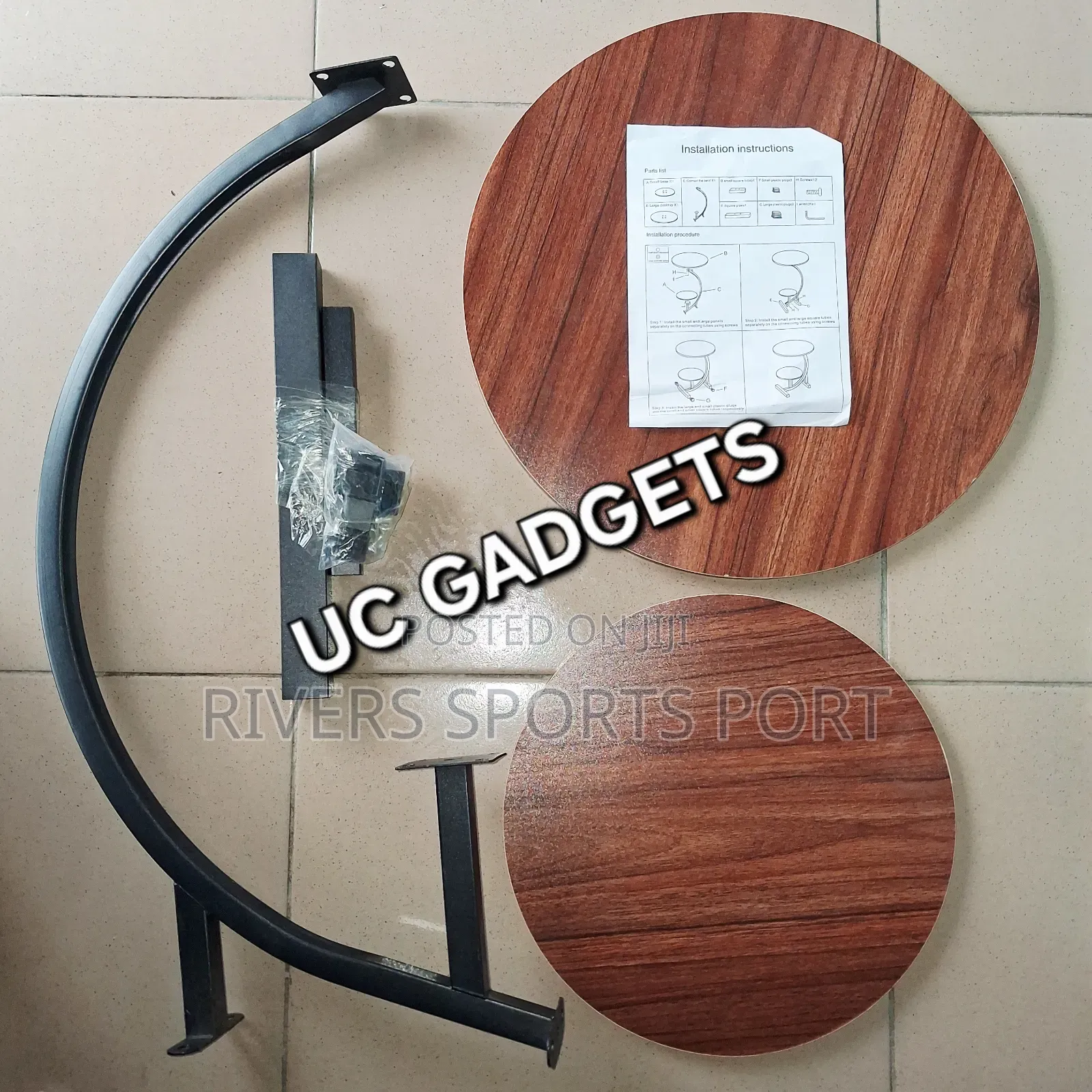 Double-Layered Round C-Shaped Side Table / Stool With Storage Shelf