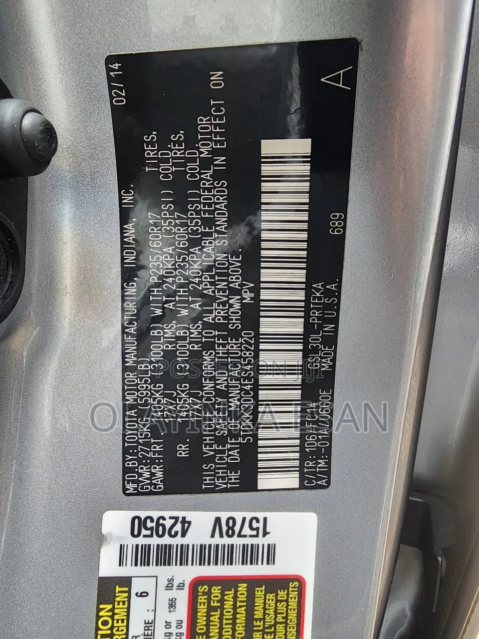 Toyota Sienna 2014 Silver