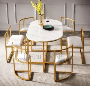 Plush 6 Six Seater Marble Dining Set