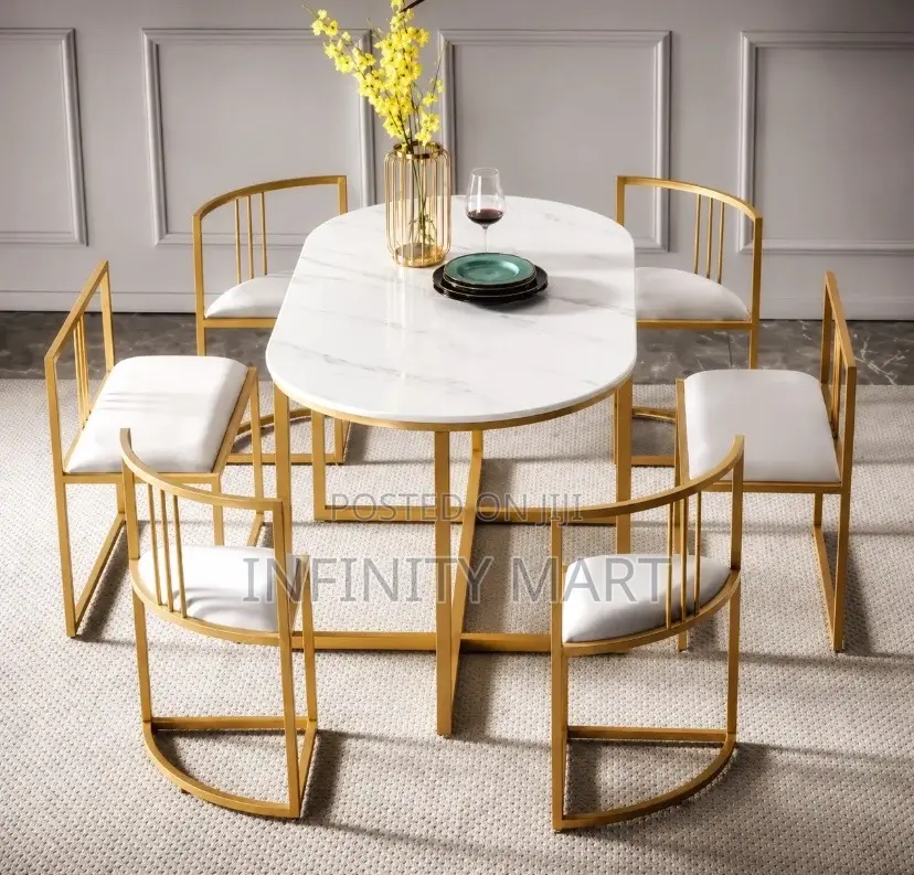 Plush 6 Six Seater Marble Dining Set.